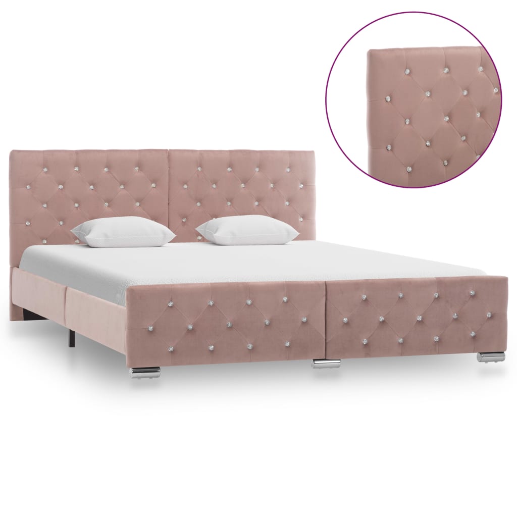 Alternativ bild 3 för VidaXl Sängram Rosa Tyg 160X200 Cm