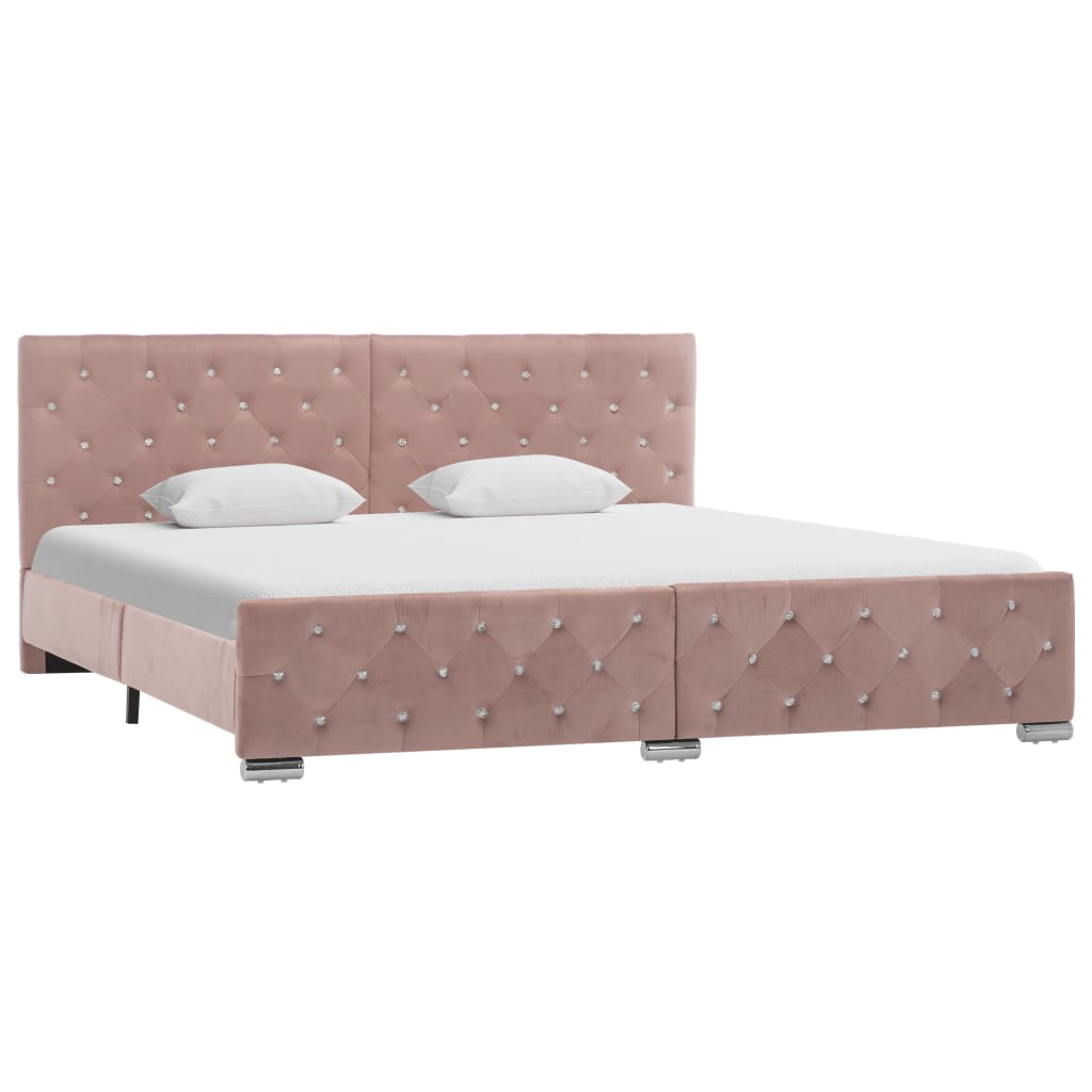 vidaXL Cadre de lit Rose Velours 180x200 cm