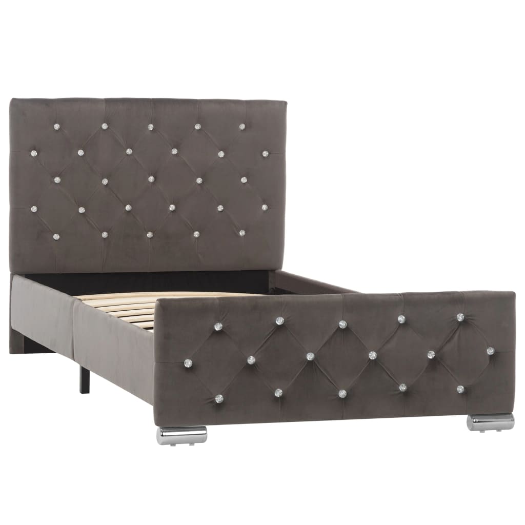 vidaXL Bedframe fluweel grijs 90x200 cm afbeelding