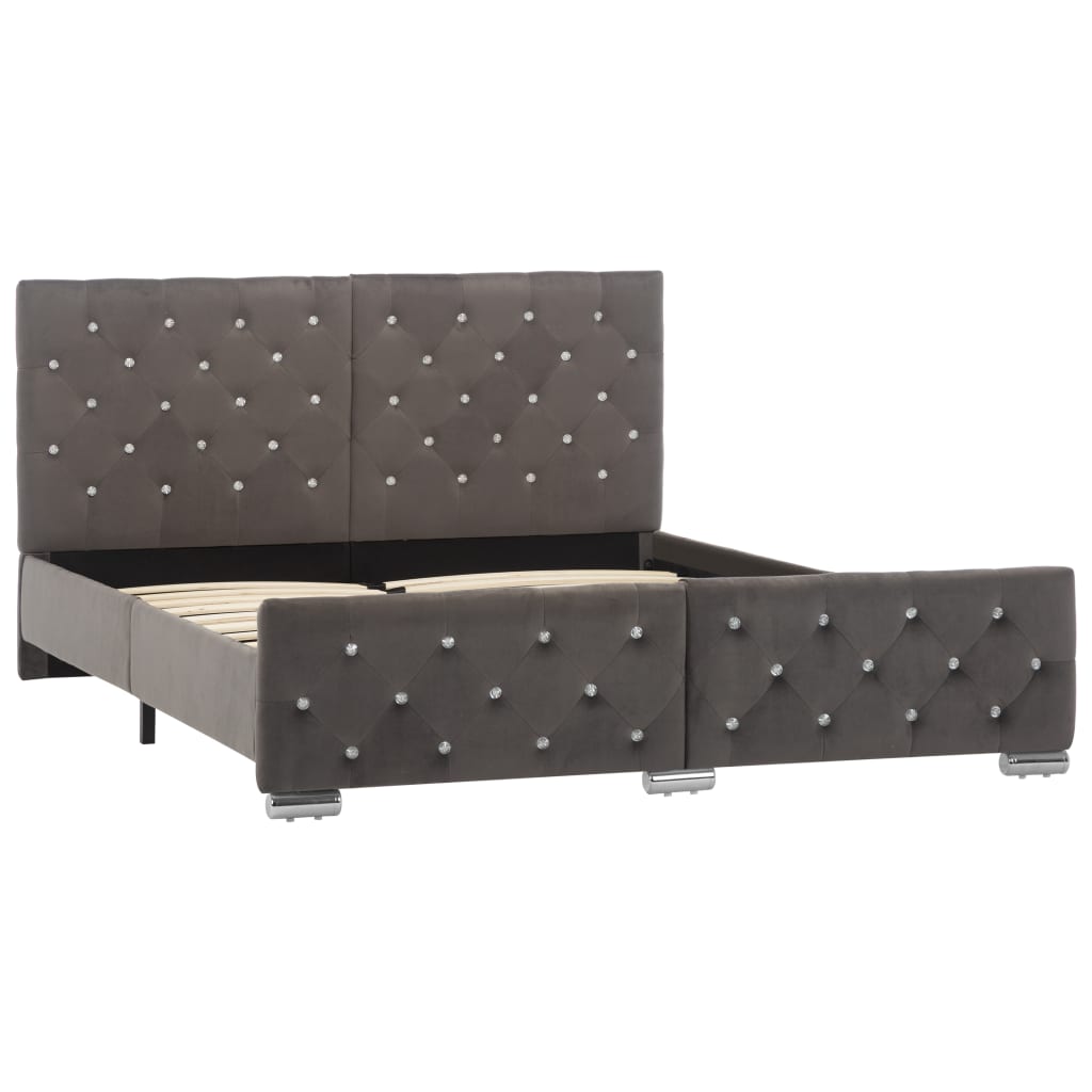 vidaXL Bedframe fluweel grijs 140x200 cm afbeelding