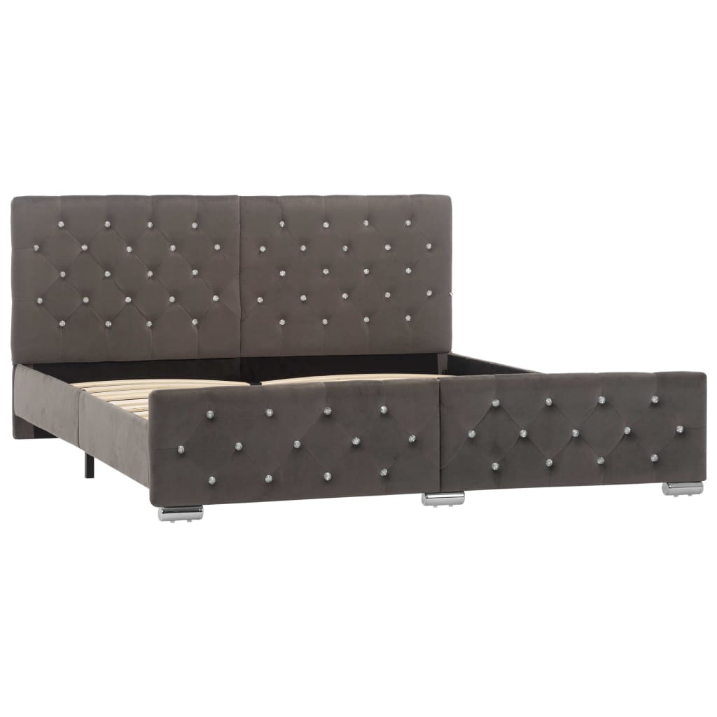 vidaXL Bedframe fluweel grijs 160x200 cm afbeelding
