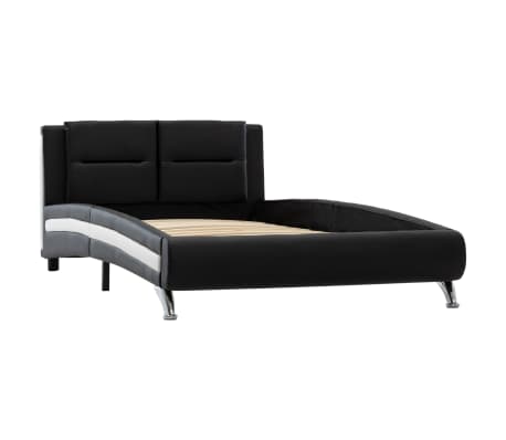 vidaXL Cadru de pat, negru, 90 x 200 cm, piele ecologică