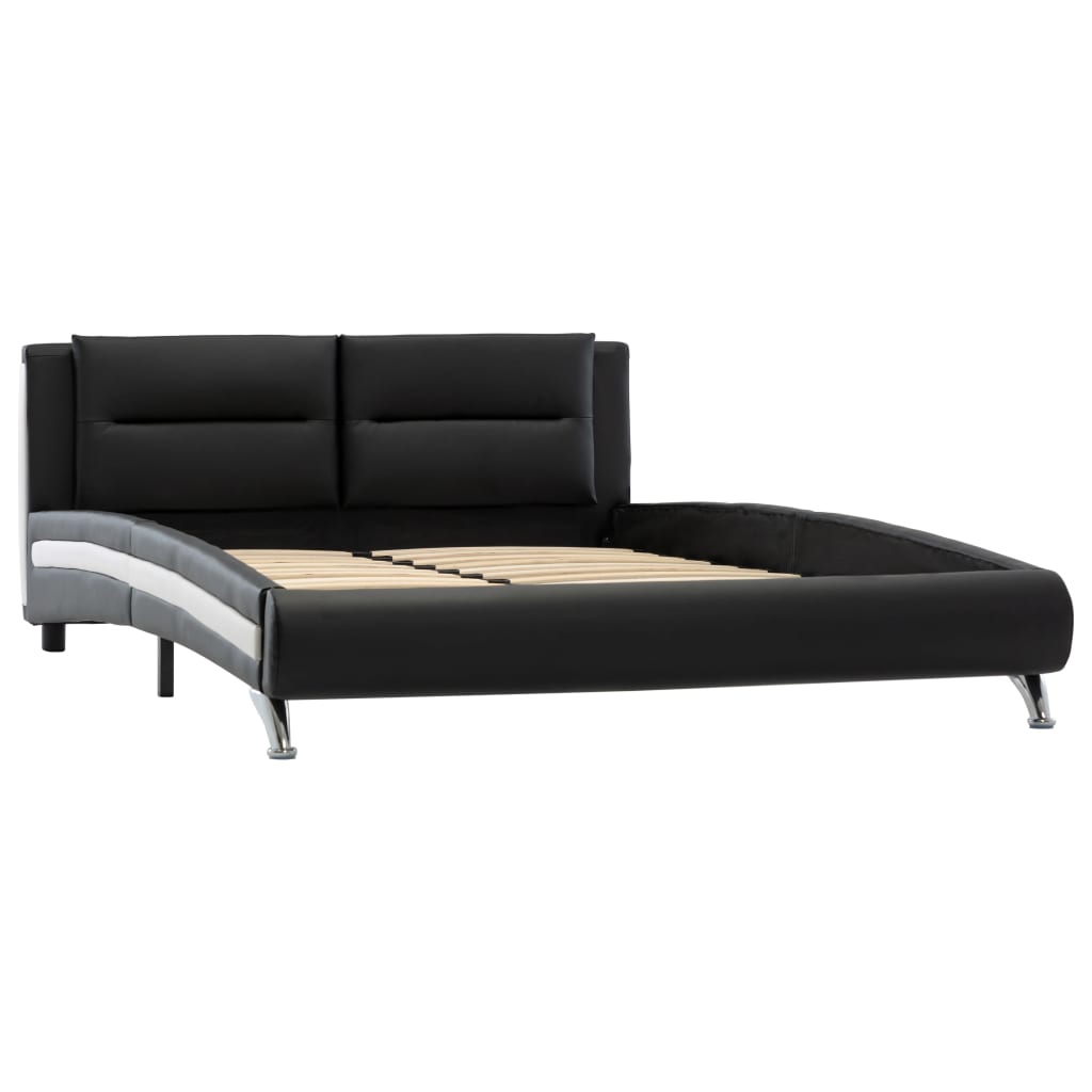 vidaXL Estrutura de cama 120x200 cm couro artificial preto