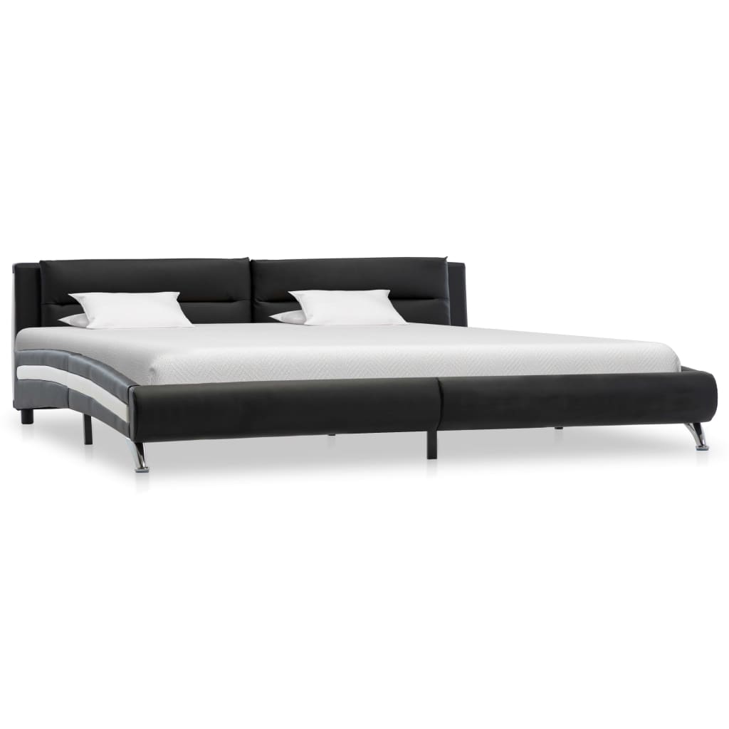 vidaXL Cadru de pat, negru, 180 x 200 cm, piele ecologică poza vidaxl.ro