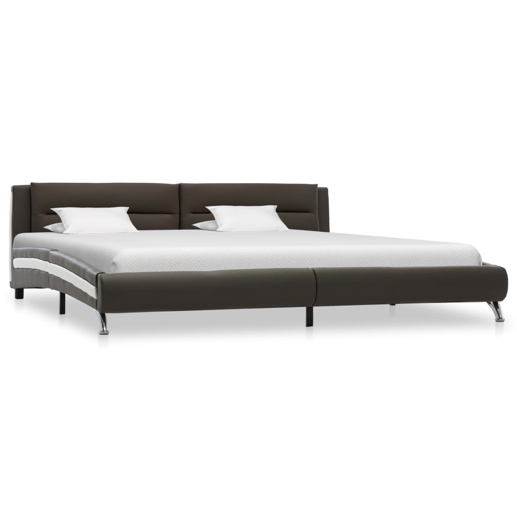 vidaXL Cadru de pat, gri, 160 x 200 cm, piele ecologică vidaXL