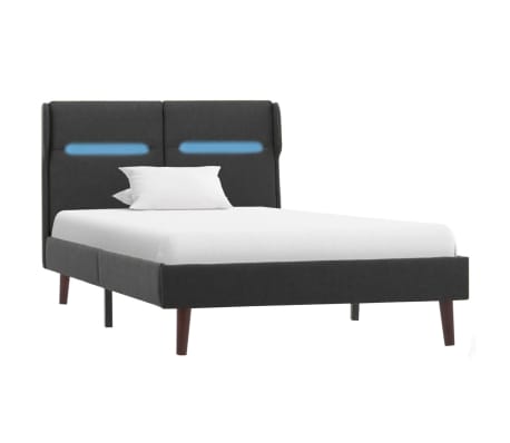 vidaXL Estructura de cama con LED de tela gris oscura 100x200 cm