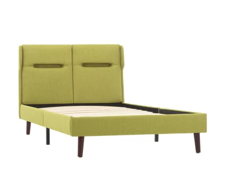 vidaXL Lovos rėmas su LED juosta, žalios spalvos, 90x200cm, audinys