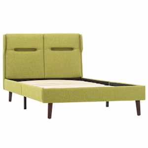 vidaXL Lovos rėmas su LED juosta, žalios spalvos, 90x200cm, audinys