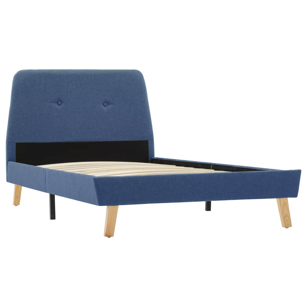 vidaXL Рамка за легло, синя, текстил, 90x200 см