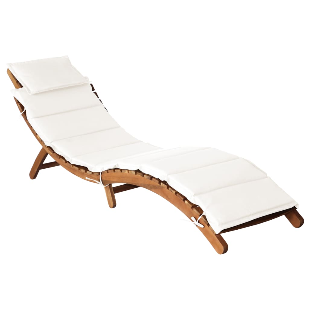 Photos - Garden Furniture VidaXL Sun Lounger with Cushion Solid Acacia Wood Cream 