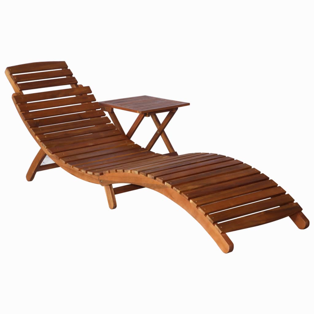 Photos - Garden Furniture VidaXL Sunlounger with Table Solid Acacia Wood Brown 