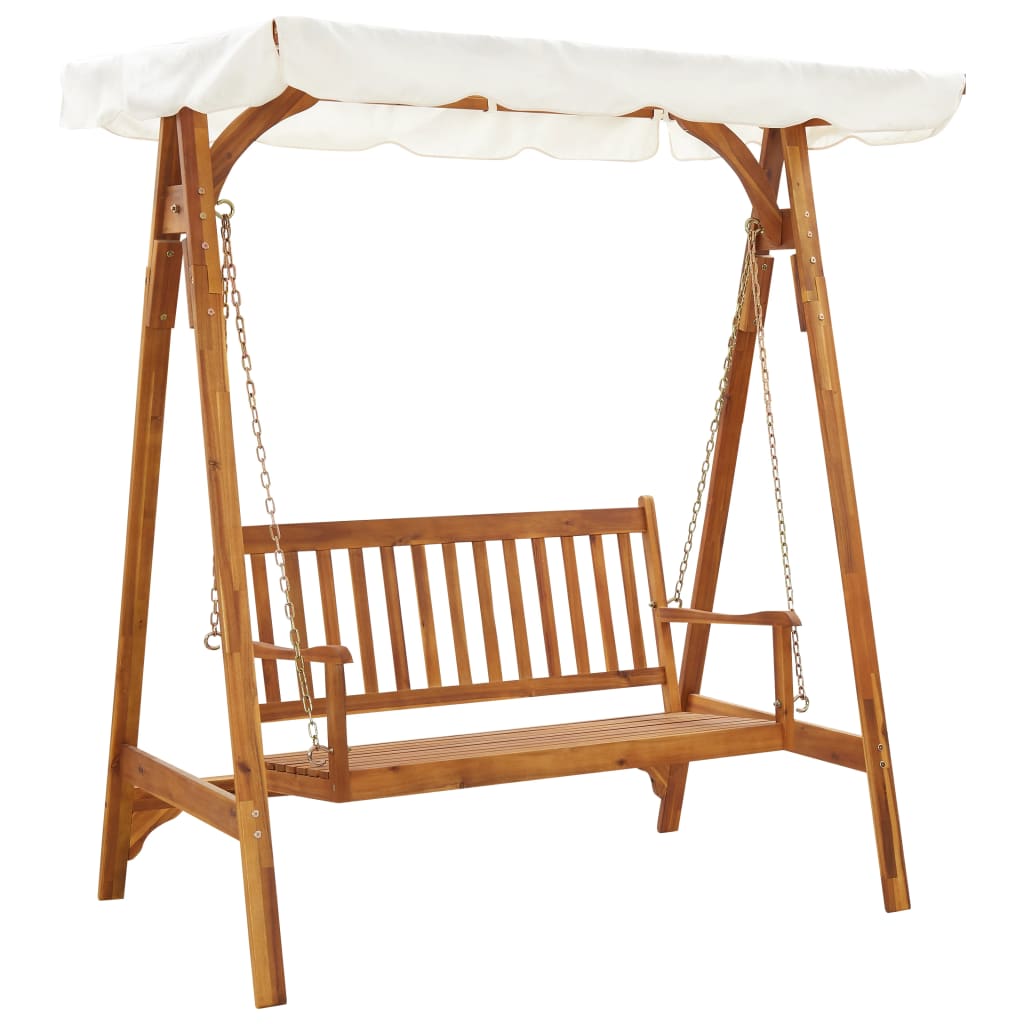 vidaXL Solid Teak Swing Bench 120x60x57.5cm Brown Outdoor Furniture Chair Seat 