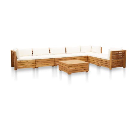 vidaXL 8dílná zahradní sedací souprava a podušky akácie krémově bílá