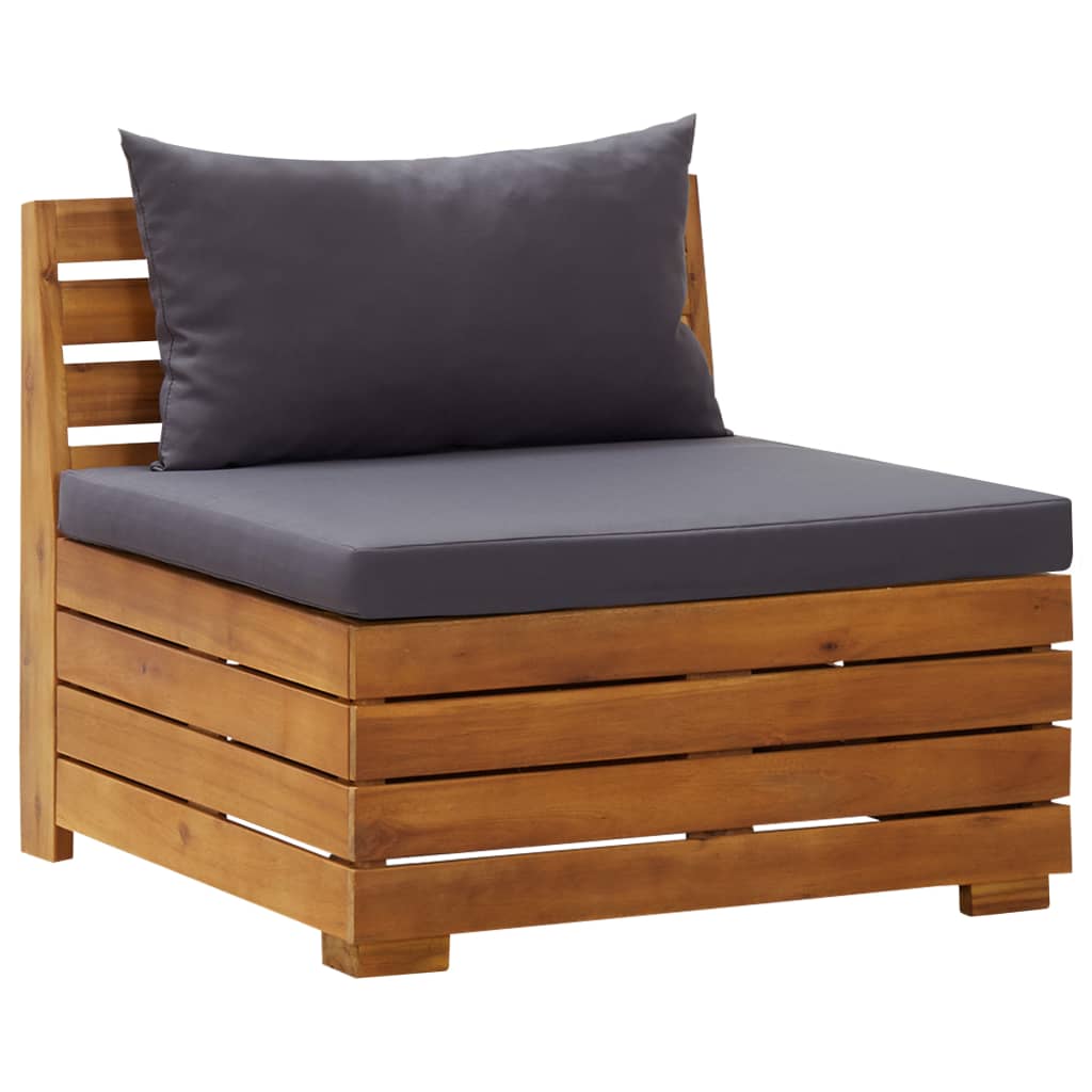 vidaXL Canapé central sectionnel 1 pc et coussins Bois d'acacia massif