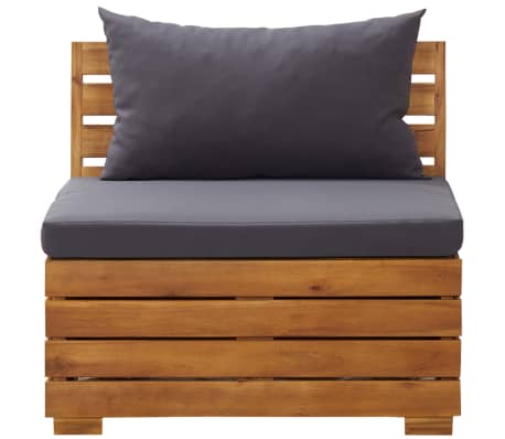 vidaXL Middenbank 1 st met kussens sectioneel massief acaciahout