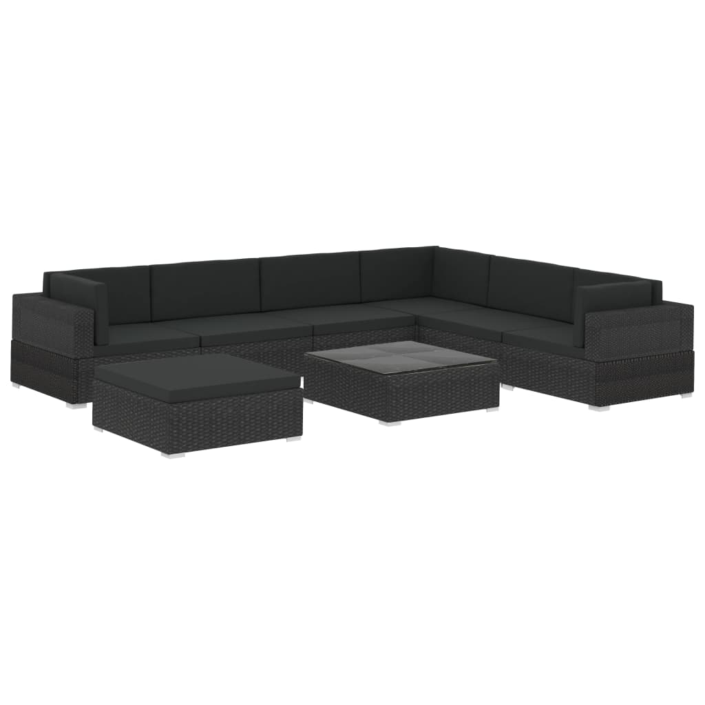 

vidaXL 8 Piece Patio Lounge Set with Cushions Poly Rattan Black