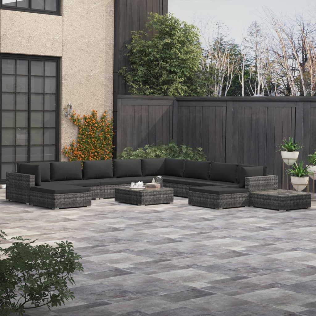 Patio Lounge Set Set of 12 Gray