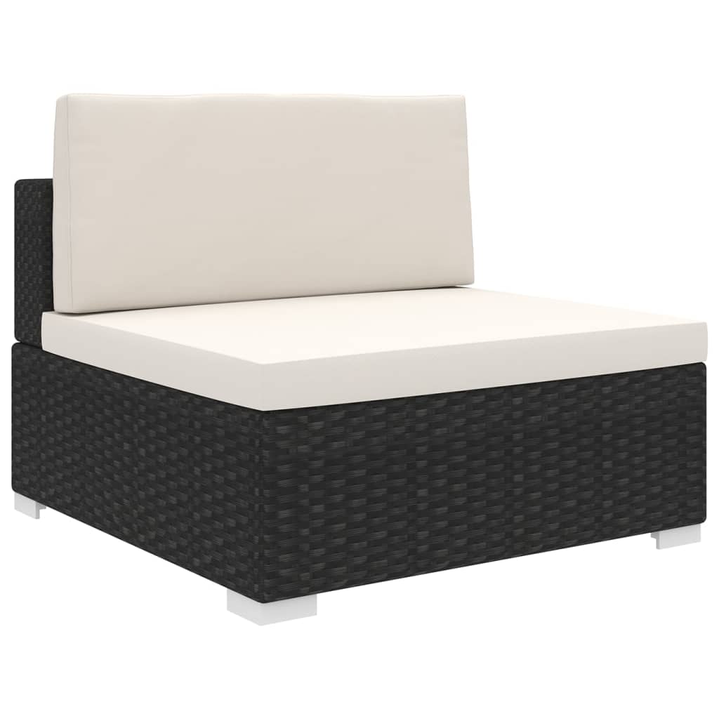 Image of vidaXL Sectional Middle Seat with Cushions Poly Rattan Black