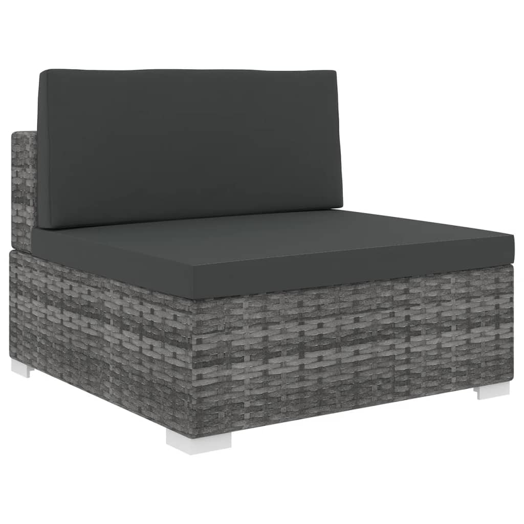 

vidaXL Sectional Middle Seat with Cushions Poly Rattan Gray