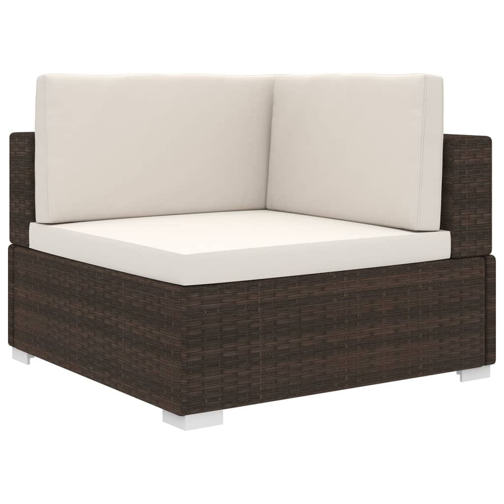Image of vidaXL Sectional Corner Chair with Cushions Poly Rattan Brown