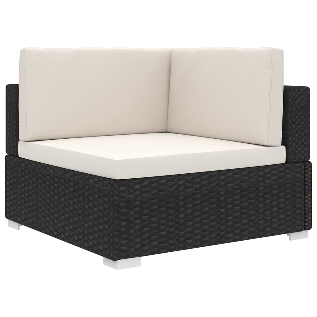 Image of vidaXL Sectional Corner Chair with Cushions Poly Rattan Black
