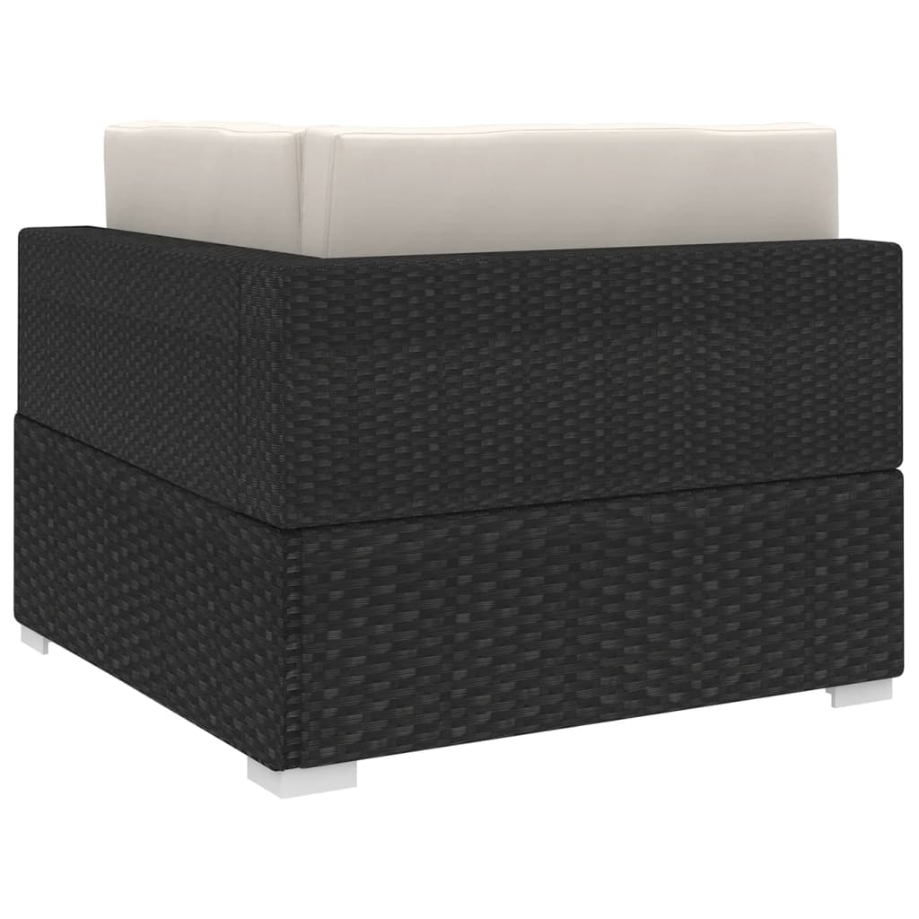 Corner Seat Black and cream white PE rattan and powder-coated steel - Image 4