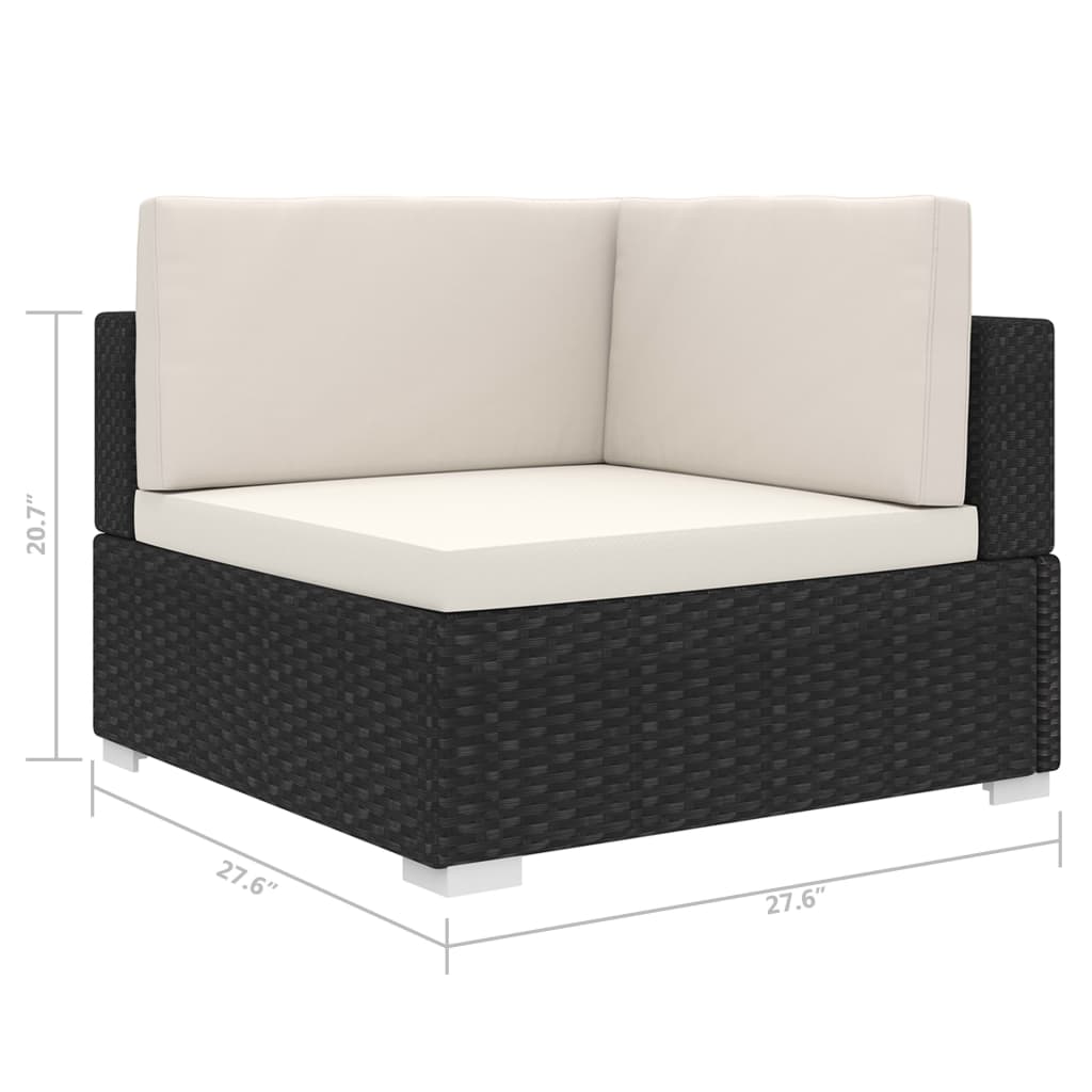 Corner Seat Black and cream white PE rattan and powder-coated steel - Image 5