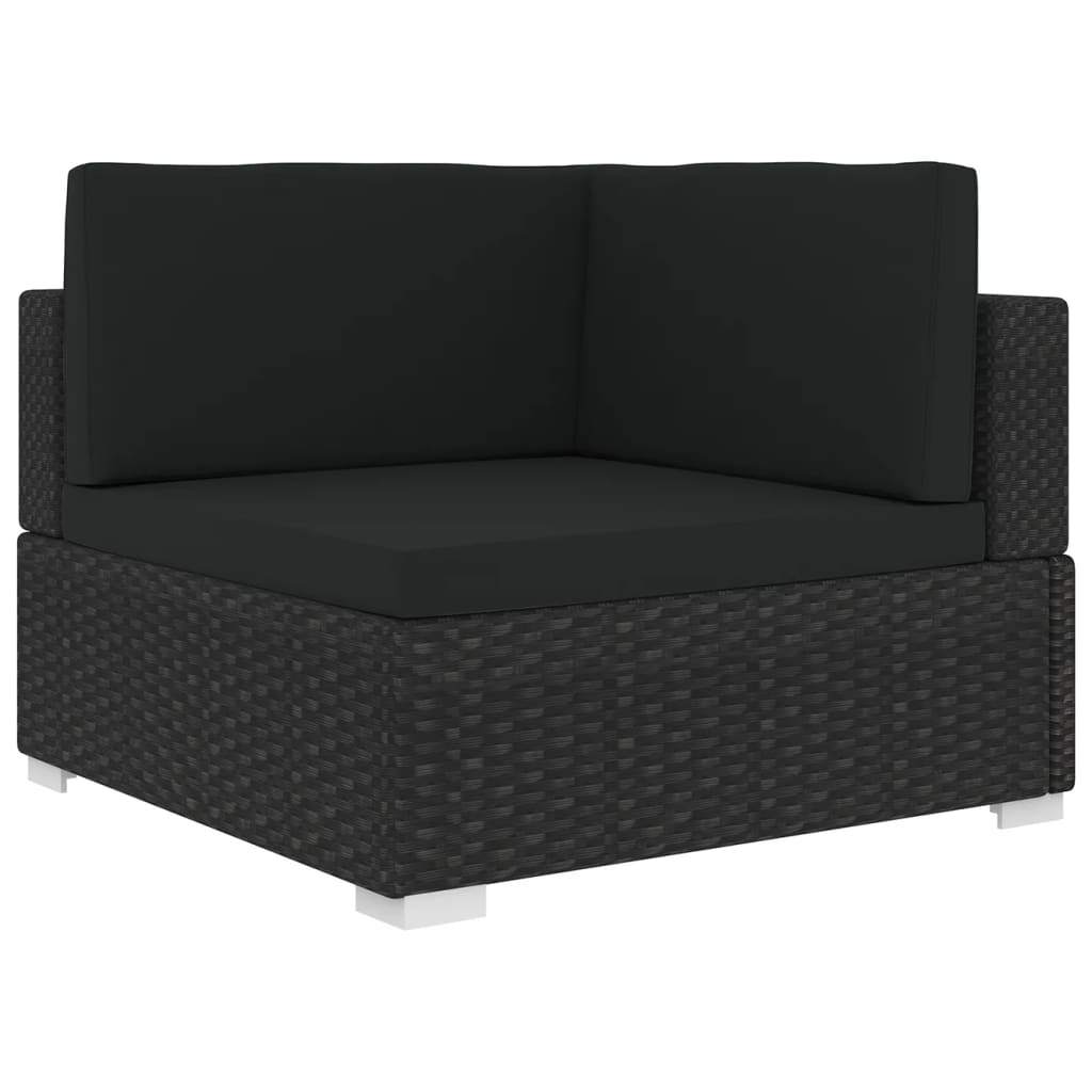 Image of vidaXL Sectional Corner Chair with Cushions Poly Rattan Black