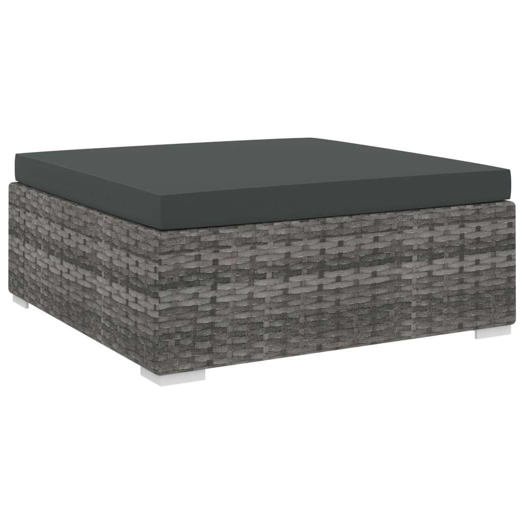 

vidaXL Sectional Footrest with Cushion Poly Rattan Gray