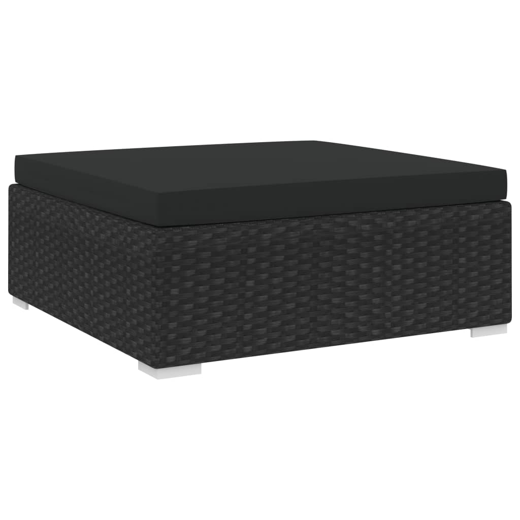 Image of vidaXL Sectional Footrest with Cushion Poly Rattan Black