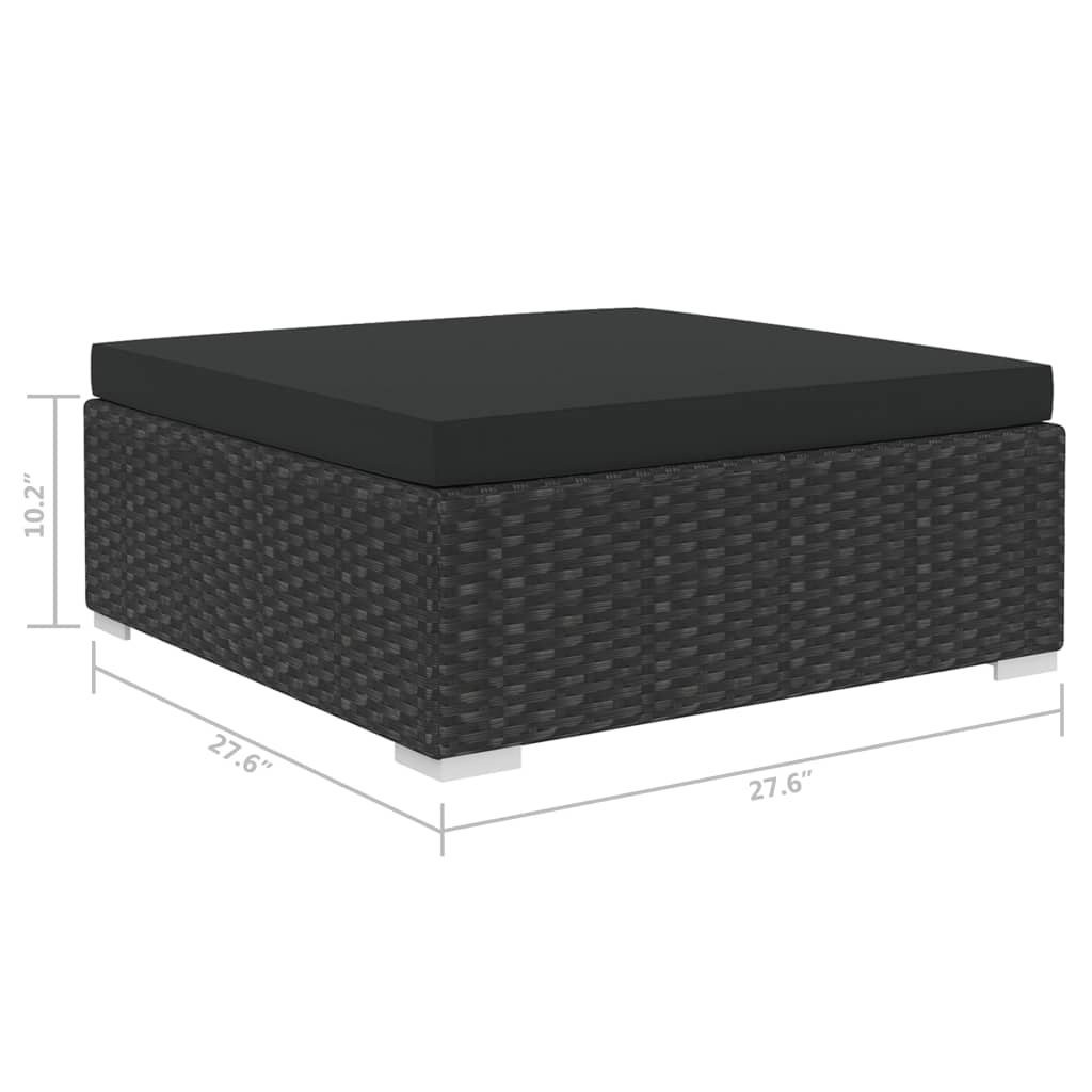 vidaXL Sectional Footrest with Cushion Poly Rattan Black