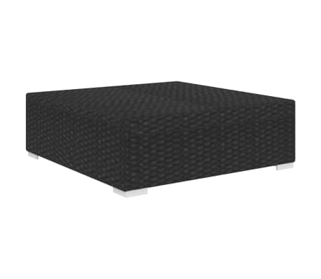 vidaXL Sectional Footrest with Cushion Poly Rattan Black