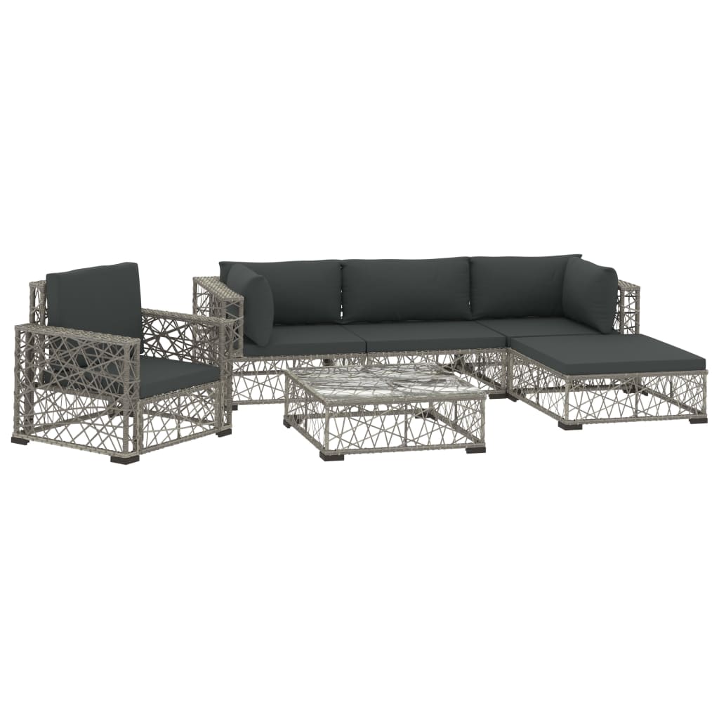 

vidaXL 6 Piece Patio Lounge Set with Cushions Poly Rattan Gray