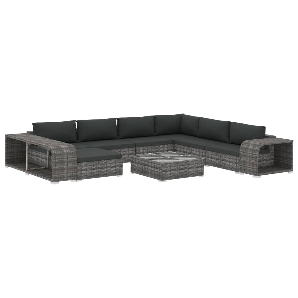 

vidaXL 10 Piece Patio Lounge Set with Cushions Poly Rattan Gray