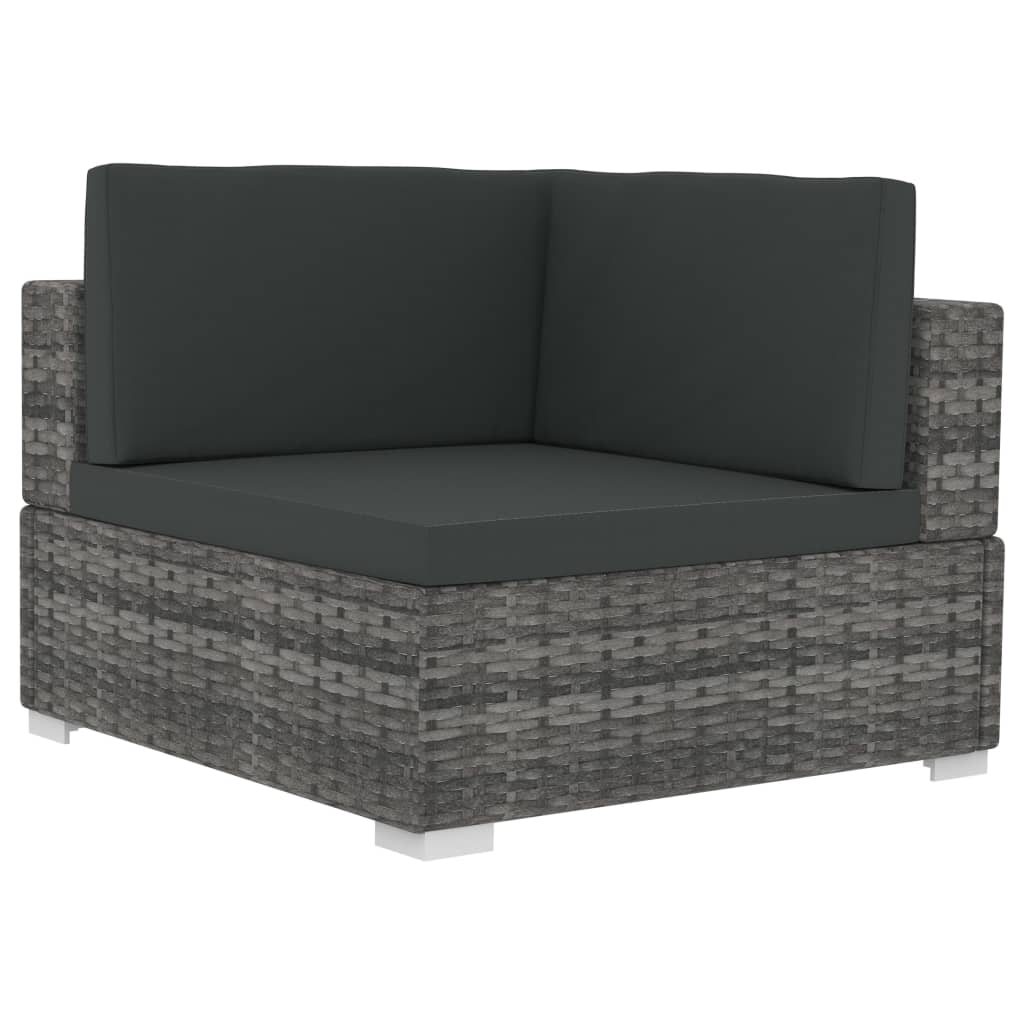 vidaXL 4 Piece Patio Sofa Set with Cushions Poly Rattan Gray