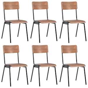 Jedilni stoli 6 kosov rjavi vezani les