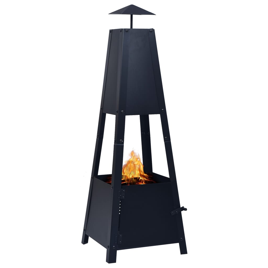 vidaXL Vatră de foc, negru, 35 x 35 x 99 cm, oțel Casă imagine noua