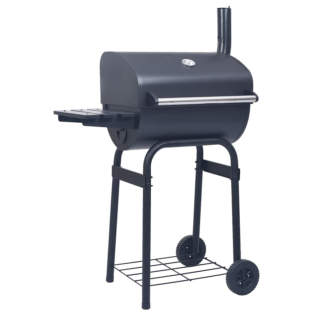 vidaXL Grătar barbecue cu cărbuni, afumătoare și raft inferior, negru de la vidaxl imagine noua