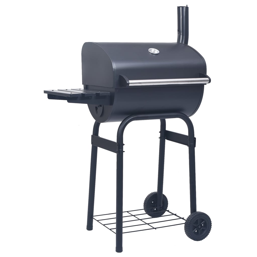 vidaXL Grătar barbecue cu cărbuni, afumătoare și raft inferior, negru vidaXL