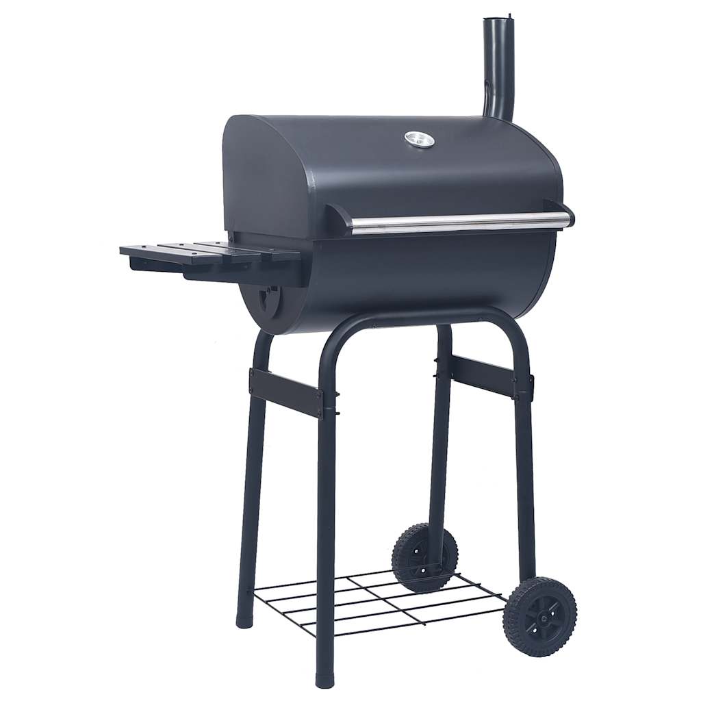 vidaXL Holzkohlegrill Smoker mit Unterer Ablage Schwarz