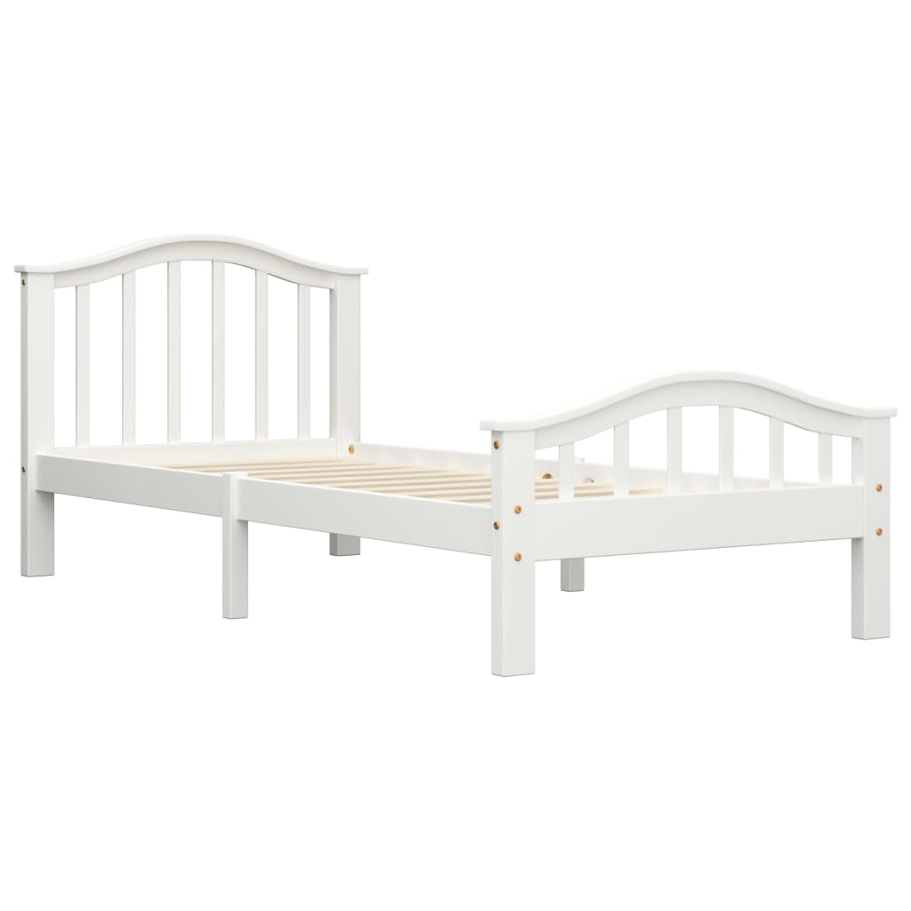 vidaXL Bed Frame White Solid Pinewood 90x200 cm