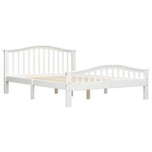 vidaXL Lovos rėmas, baltas, 140x200cm, pu&scaron;ies medienos masyvas