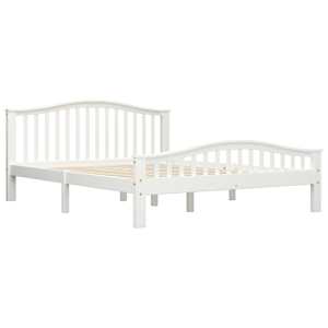 vidaXL Lovos rėmas, baltas, 160x200cm, pu&scaron;ies medienos masyvas