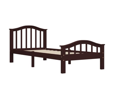 vidaXL Bed Frame Dark Brown Solid Pinewood 90x200 cm