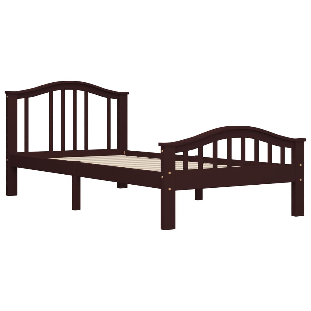 

vidaXL Bedframe massief grenenhout donkerbruin 100x200 cm