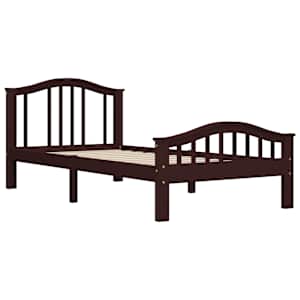 vidaXL Lovos rėmas, tamsiai rudos spalvos, 100x200cm, pušies masyvas