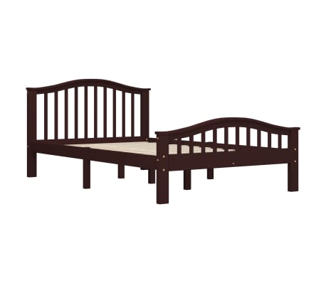 vidaXL Lovos rėmas, tamsiai rudos spalvos, 120x200cm, pušies masyvas