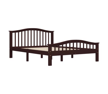 vidaXL Lovos rėmas, tamsiai rudos spalvos, 140x200cm, pu&scaron;ies masyvas