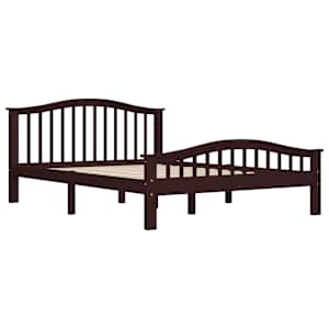 vidaXL Lovos rėmas, tamsiai rudos spalvos, 140x200cm, pu&scaron;ies masyvas