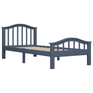 vidaXL Lovos rėmas, pilkos spalvos, 90x200cm, pušies medienos masyvas